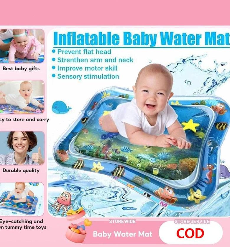 Inflatable Baby Water Mat for Tummy Time and Sensory Development - Leak-Proof Infant Play Mat with Floating Toys image