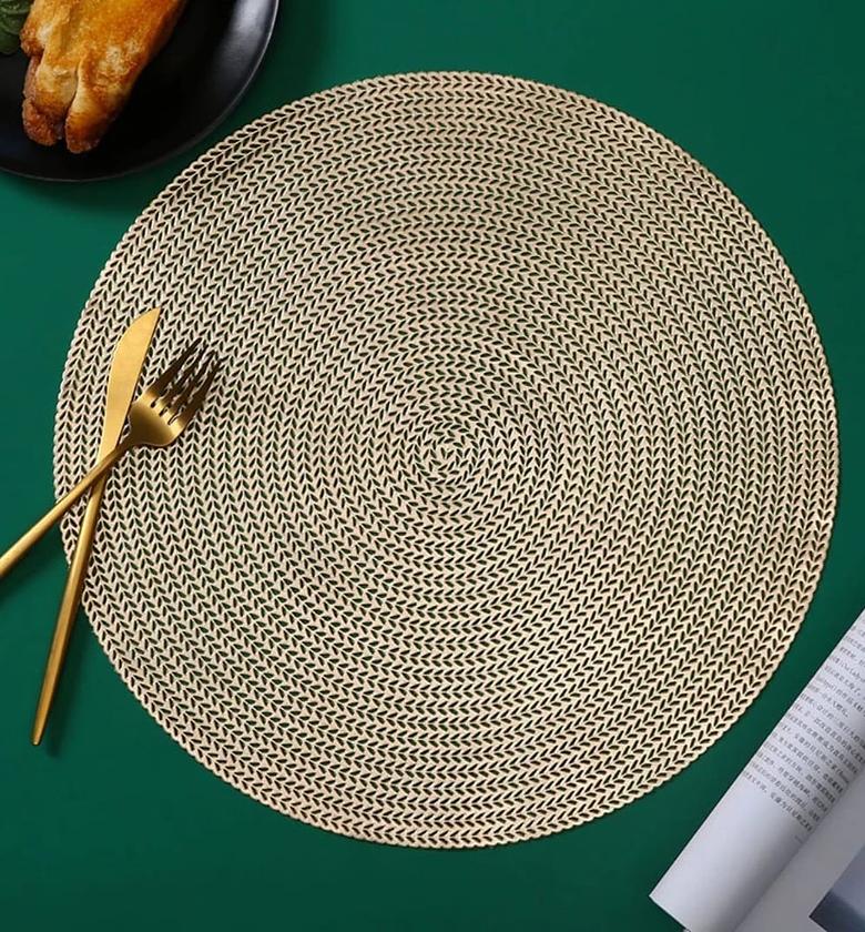 6pcs Round PVC Table Mats – Elegant Gold & Silver  image