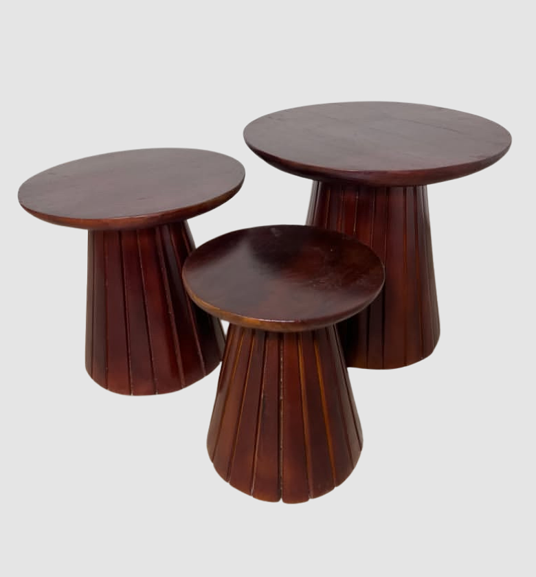 Fluted Wooden Nesting Stools image