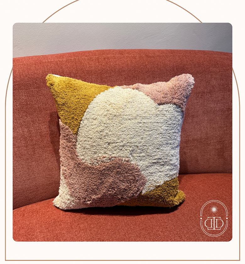 Pink tufted cushion cover. image