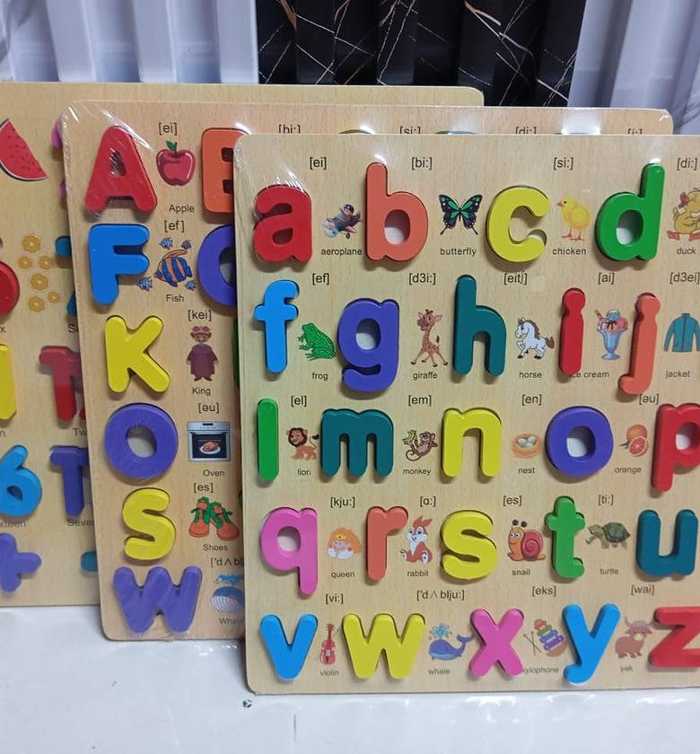 Kids alphabets letters Montessori Wooden Letter Puzzle Toys Alphabet image