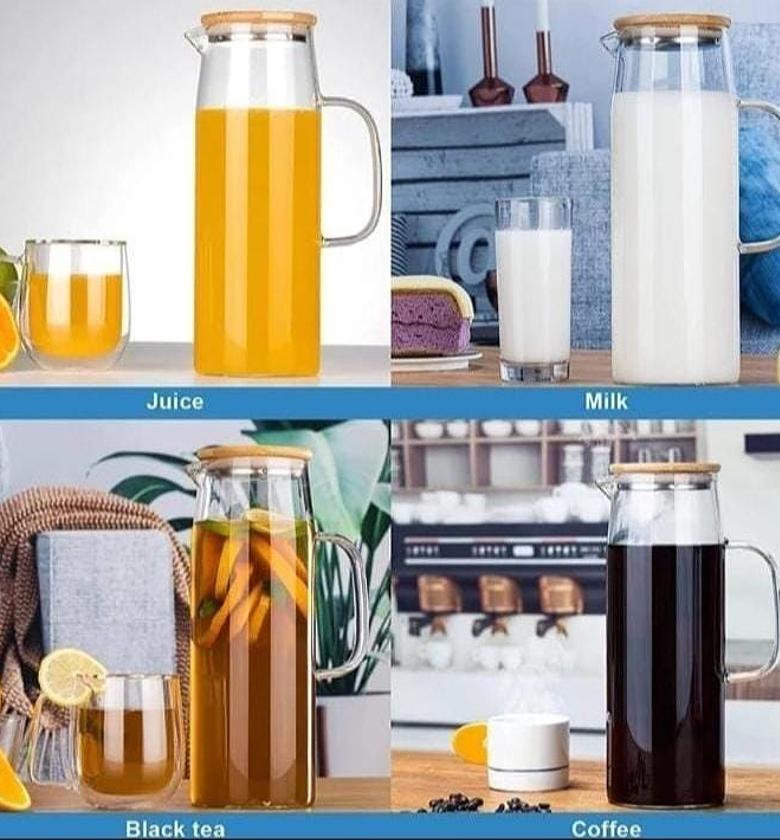 1.3 ltrs  Heat resistant Borosilicate glass jug with an Airtight bamboo lid image