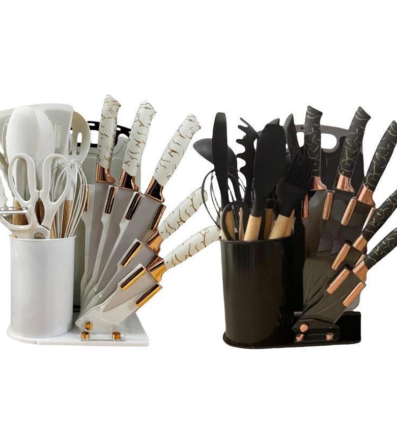 19pcs MARBLE heat resistant silicone cooking  kitchen spoon set  image