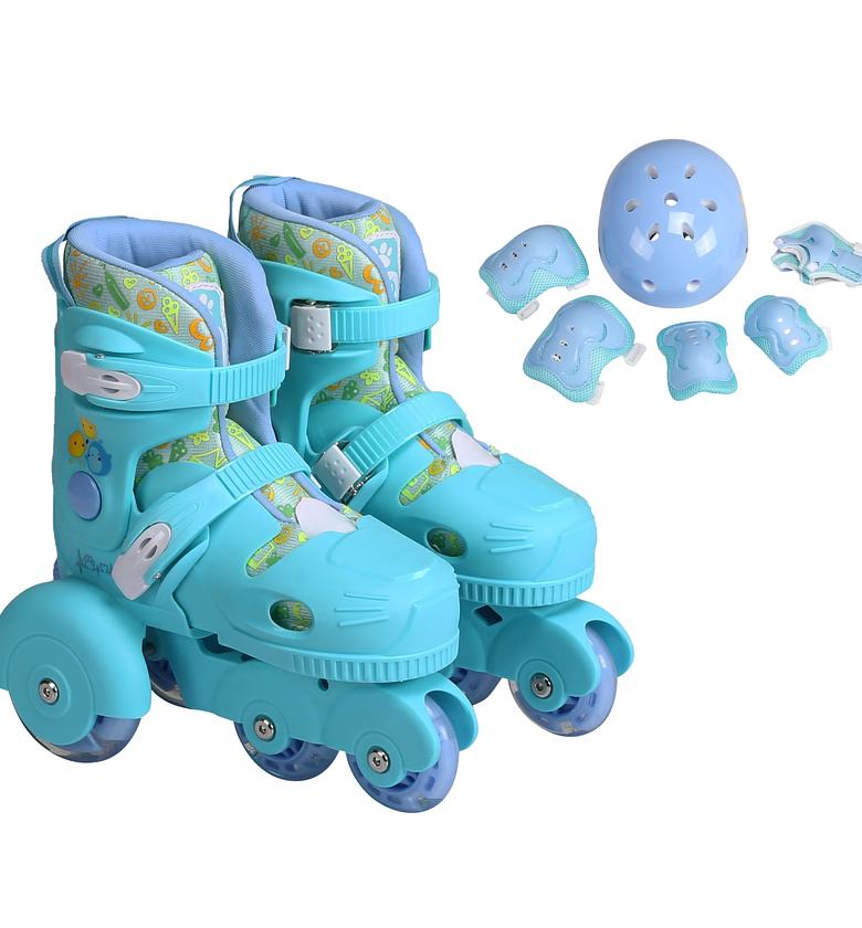 TRAINER SKATES. Complete Kids Skates Children Roller Skates Skating Sizes 27-30 & 31-34  Comes as a FULL SET – Skates + Guards + Helmet image