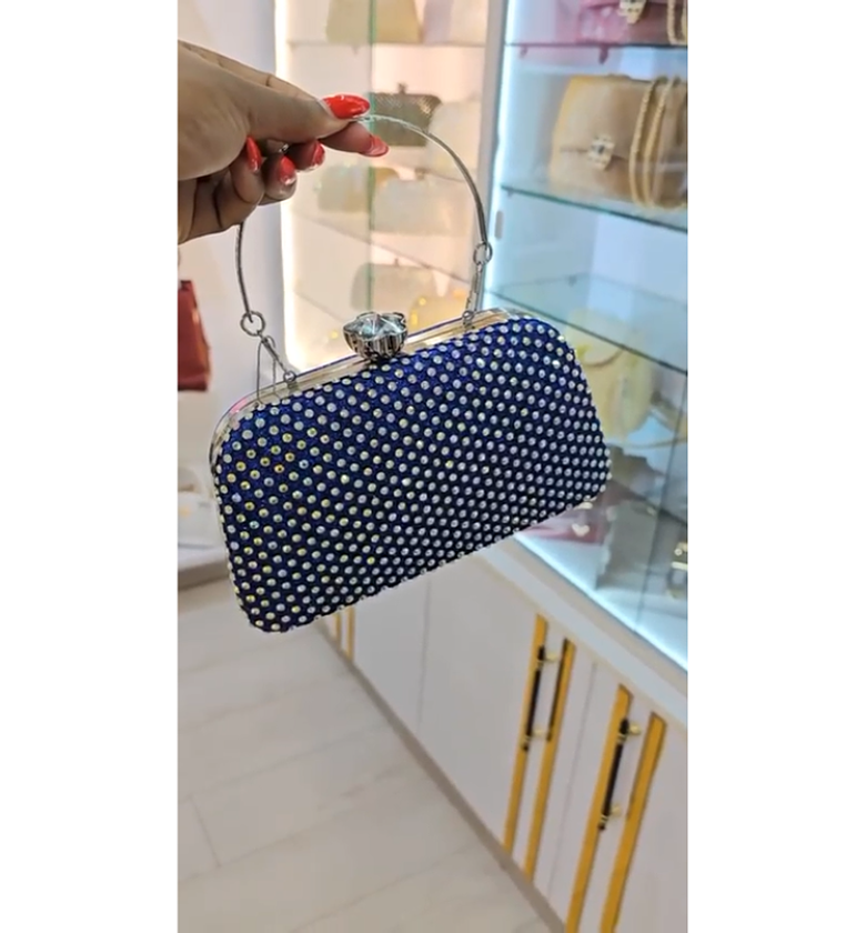 Sapphire Dazzle Crystal Frame Clutch image