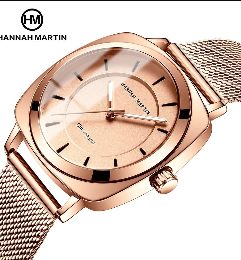 Double Layer Hollow Design Waterproof Stainless Steel Hannah Martin Luxury Watch for women  image