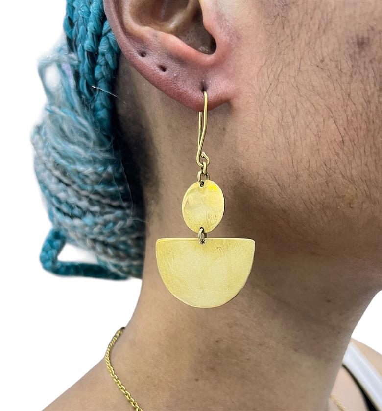 Nia Studs Brass Earrings  image