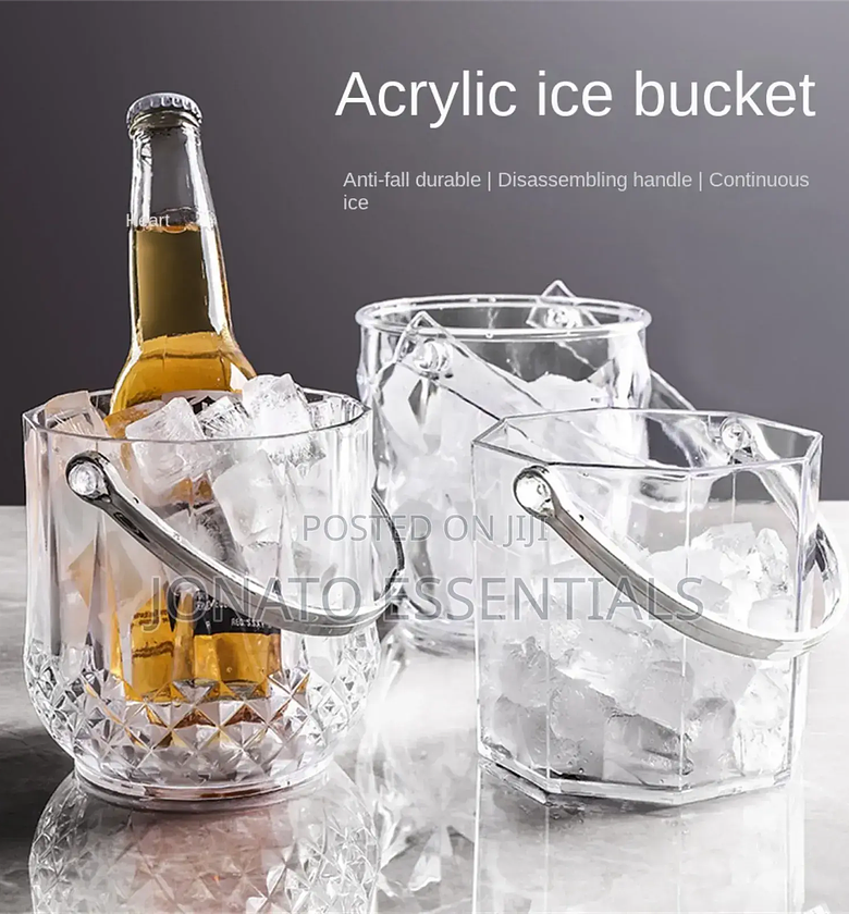 Elegant Glass Ice Bucket With Tongs - Perfect for Parties image