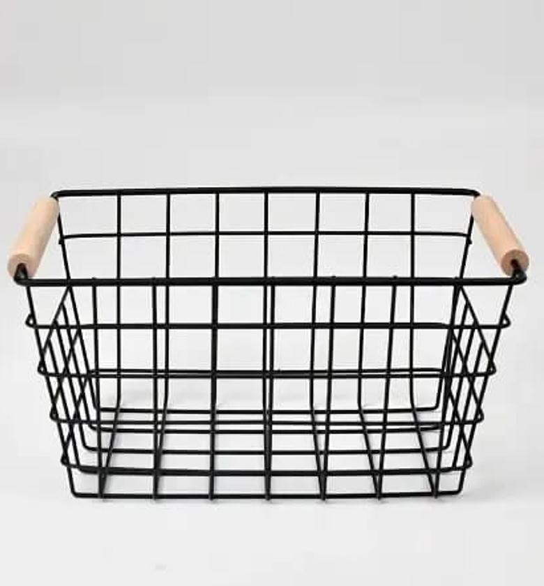 Metal Wire Storage Basket With Handle image