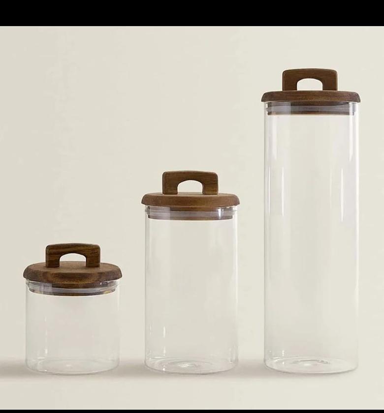 AcaciaSeal Modern Glass Storage Canister Set (3-Piece) image