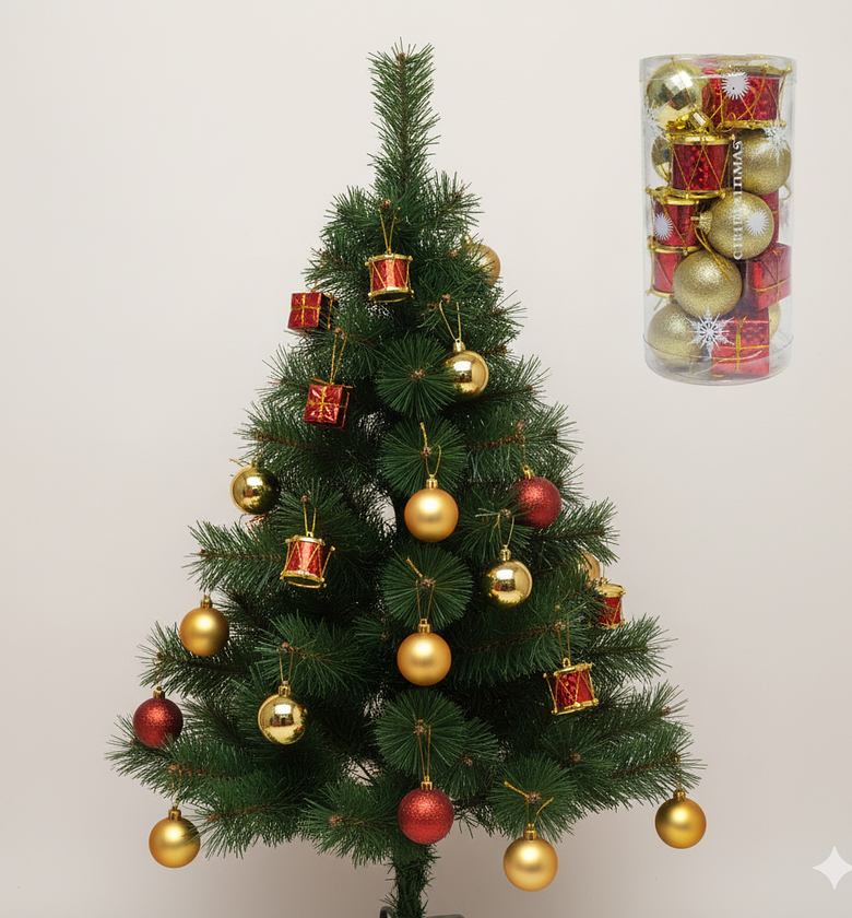 Red Gold Christmas Ornaments Set 20pcs Festive Decor image