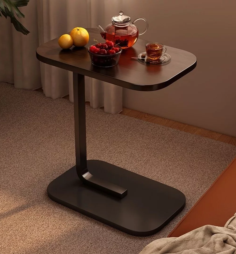 Modern C-Frame Movable Solid Wood Side Table image