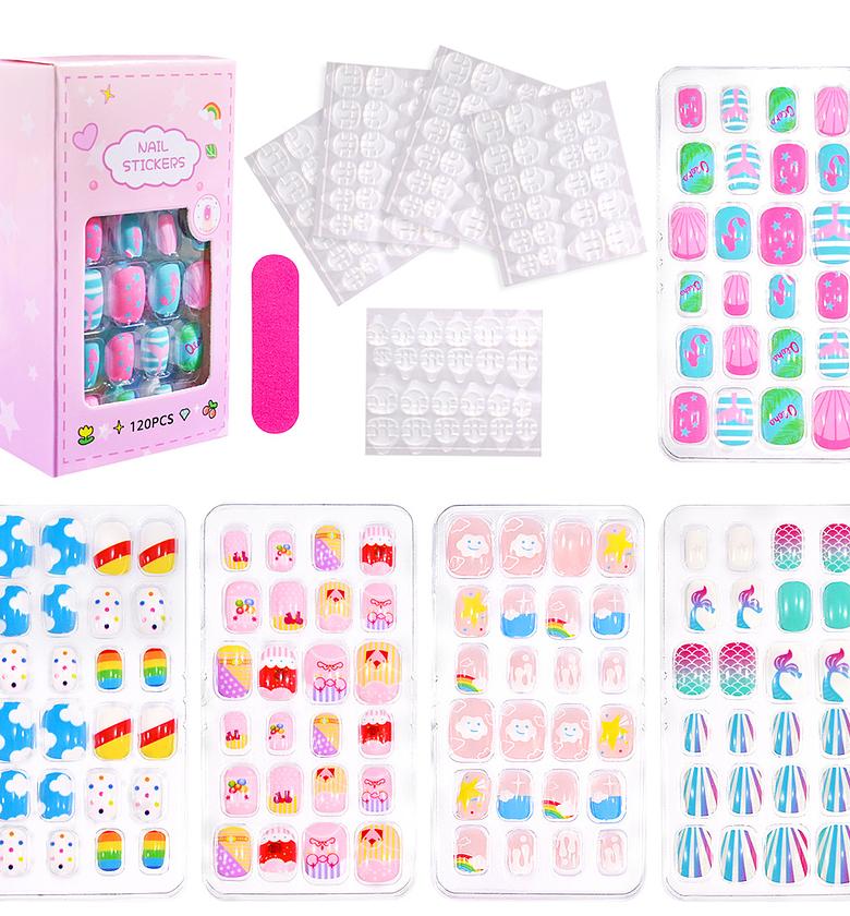 Kids Cartoon Press-On Fake Nails (120pcs / 24 sets) image