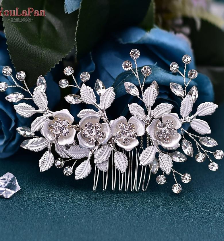 Sparkling silver bridal Hair comb  image