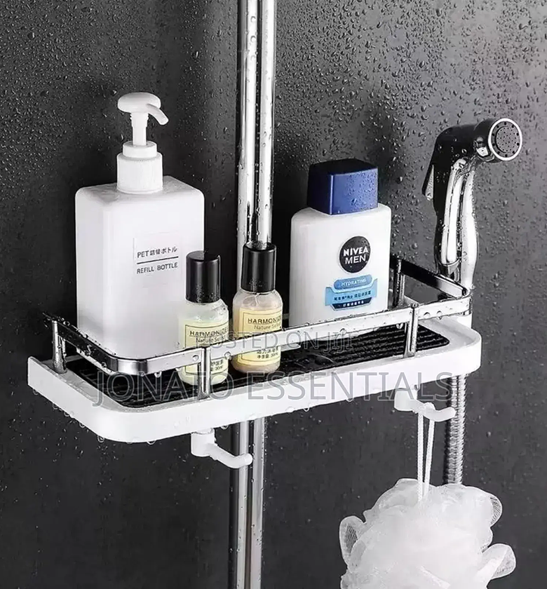Bathroom Shower Pole Storage Shelve image