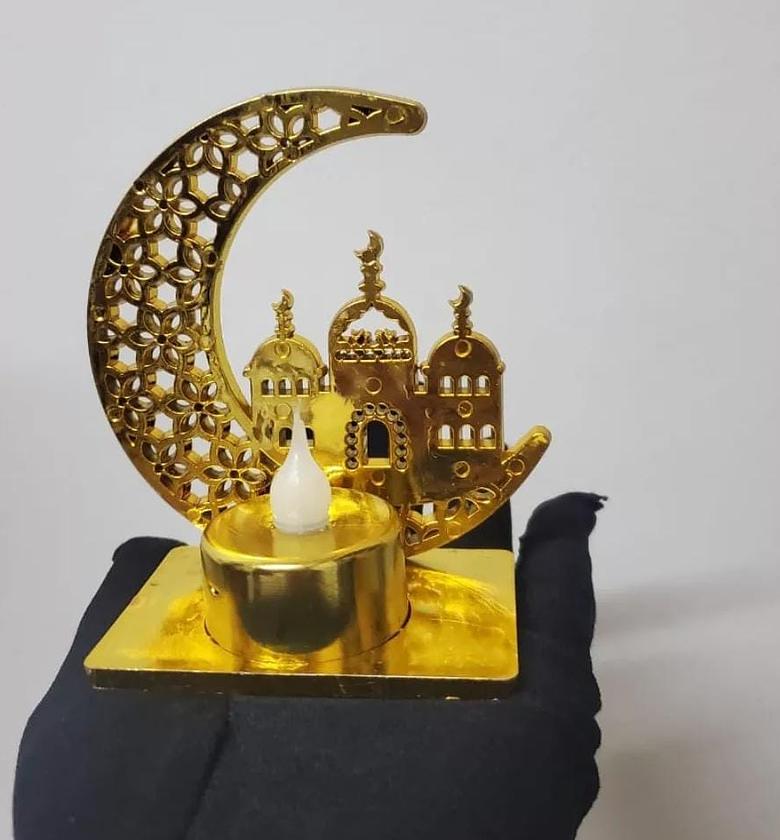 Ramadan mubarak led candle decoration. image