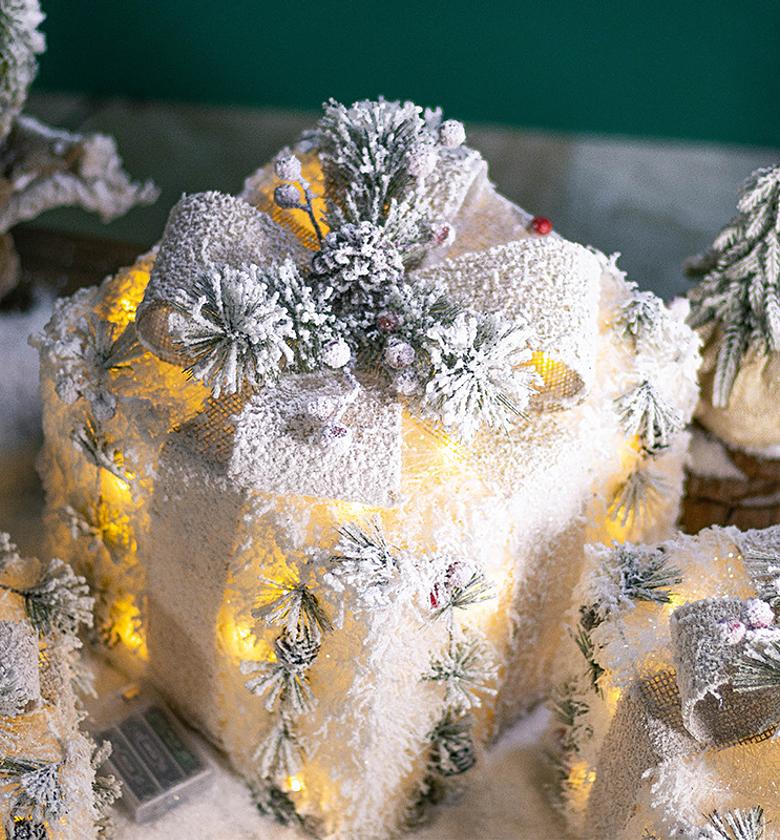 Snow Flocked Christmas Lighted Gift Boxes  image