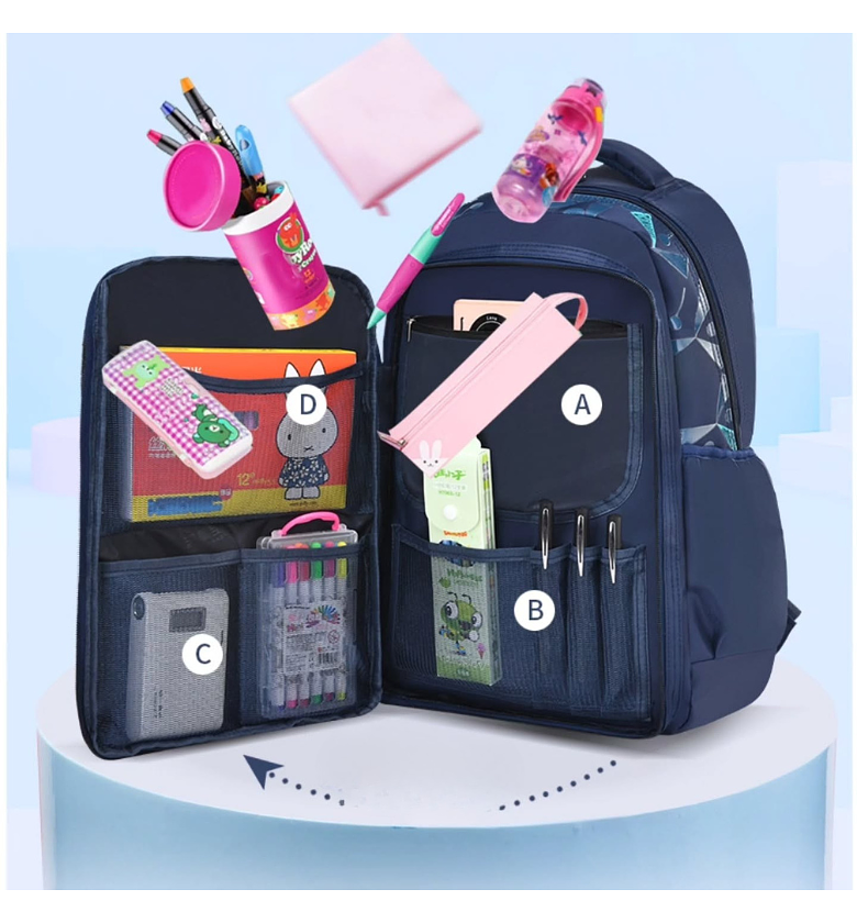 Quality Oxford School Backpack with Modern Geometric Design image