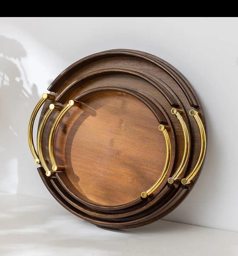 Opulence Round Bamboo Serving Tray Set image