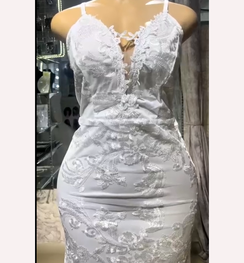 Ethereal Lace Silky Sheath Gown image