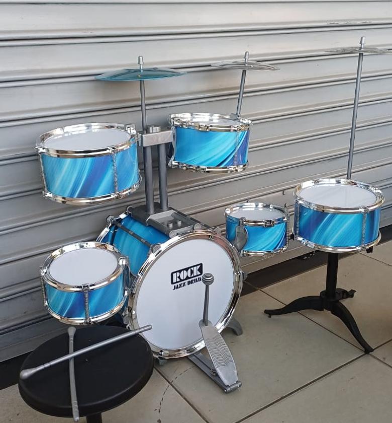 Drum Set Kit For Kids. 13 Piece Junior Drum Set for Kids with Stool Big Size Kindly Watch The VIdeo Below image