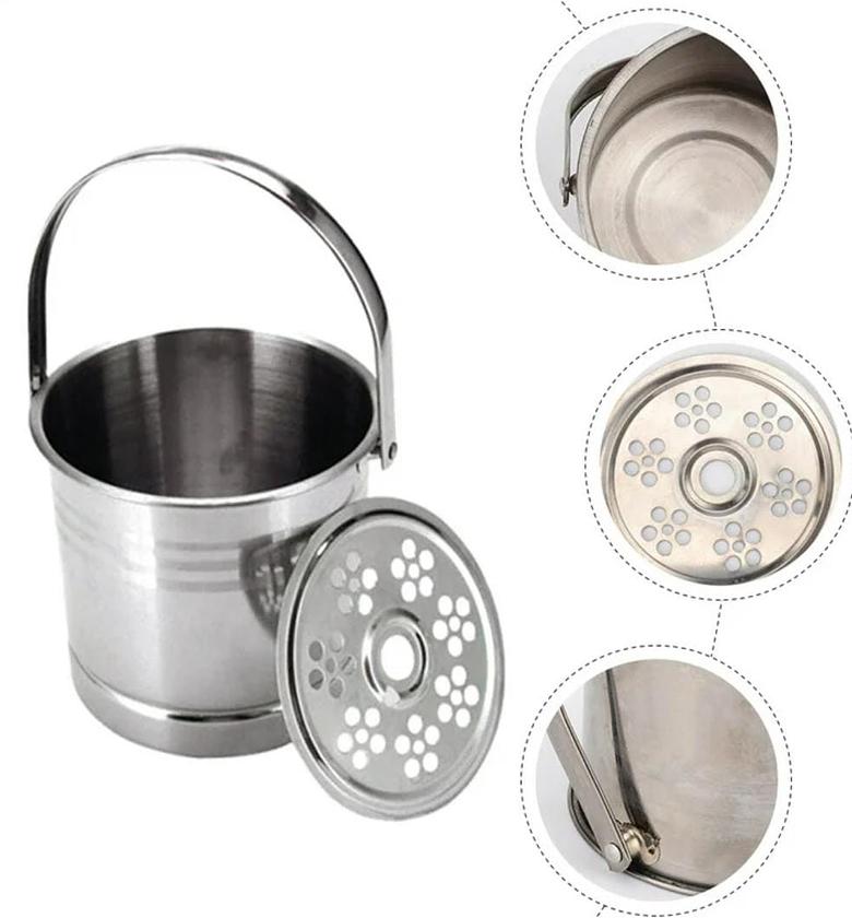 metallic Ice cube bucket with a liquid separator plus tong image