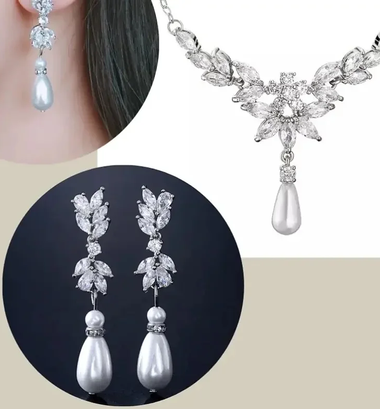 Bridal Jewelry Set - Cubic Zirconia & Imitation Pearl image