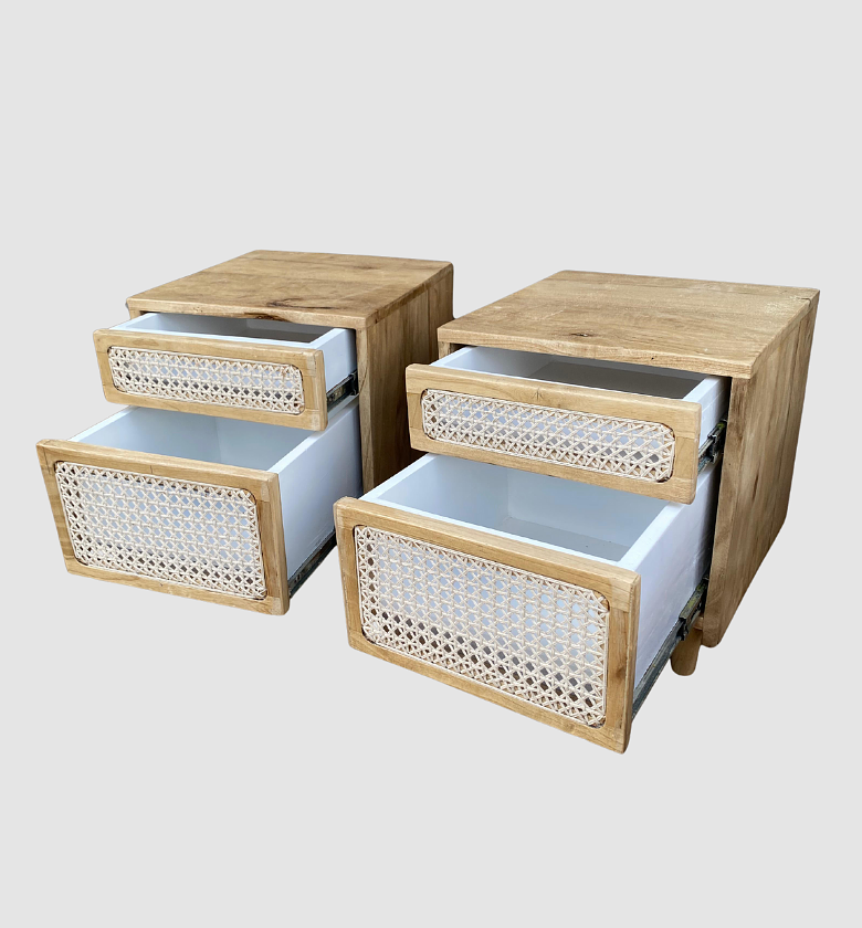 Two-Drawer Cane Nightstand image