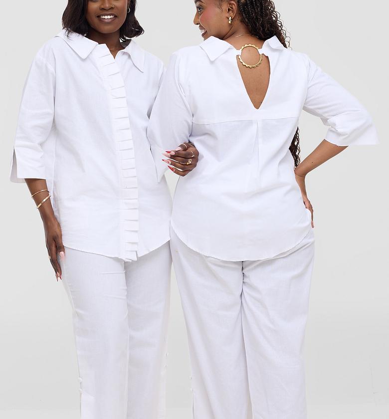 Inroses Linen Brass Heart Two Pieces Set - White image