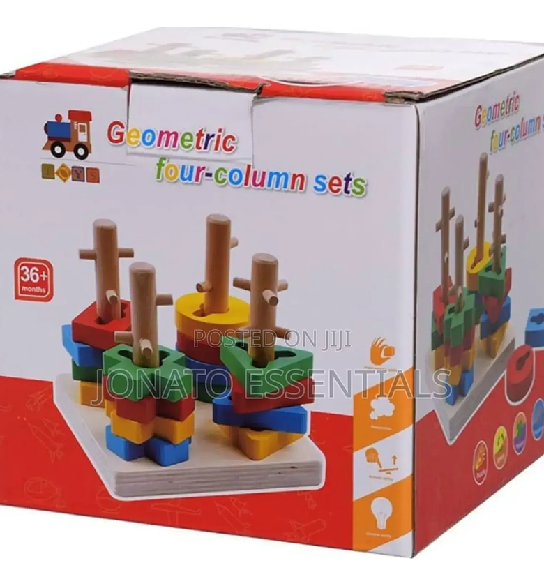 Wooden Geometric Shape Sorting Toy – 4 Column Set image