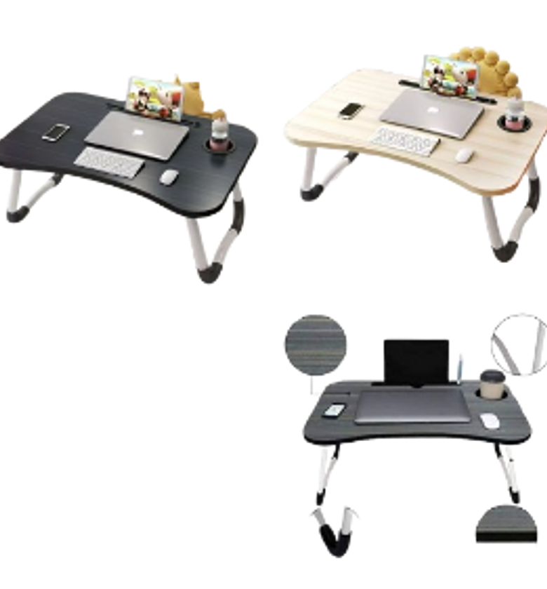 Folding breakfast/ study table laptop desk on the bed, study table computer desk.  image