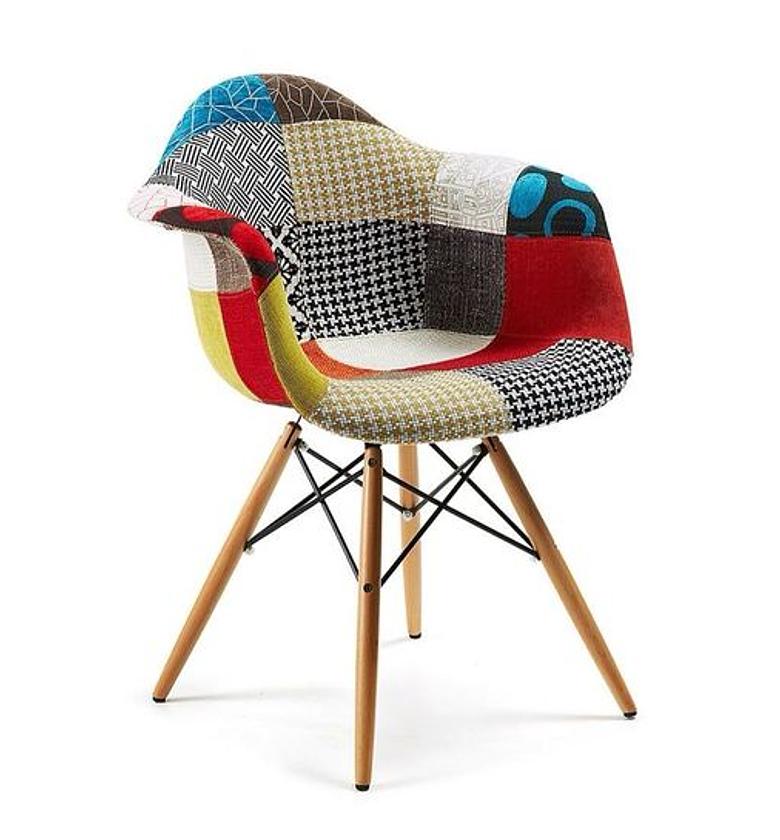 Mid-Century Modern Patchwork Bucket Eames-Style Accent Chair image
