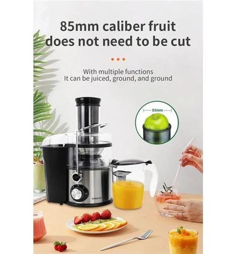 Sokany  Juicer . 1200W Powerful Wide Mouth Stainless Steel Fruit Portable Centrifugal Juicer Extractor Machine image