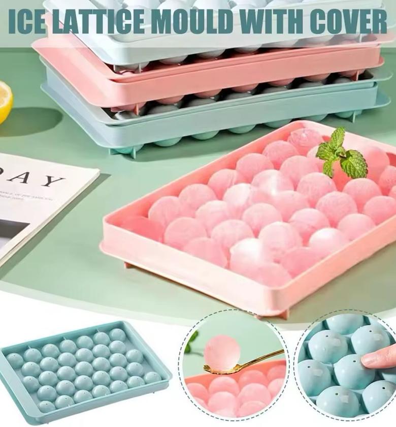 33 Grid Mini Round Ice Cube Tray Mold With Lid image