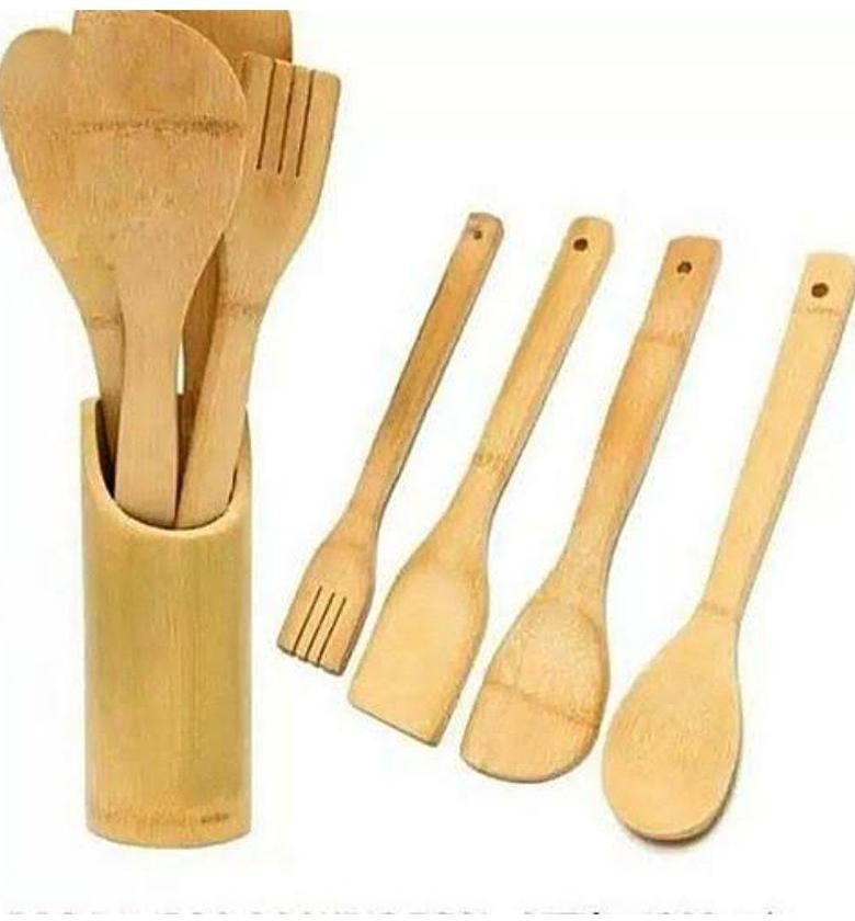 4 Pc Mwiko Set, Wooden Cooking Spoons Set image