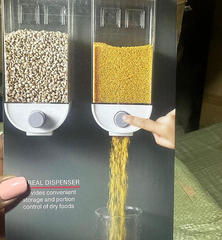 Wall-mounted transparent rice and cereal dispenser image