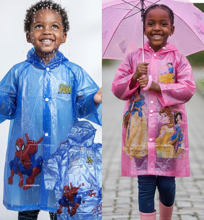 Kids Waterproof Character Raincoat - Spiderman & Disney Princess Hooded Rain Gear for Boys & Girls - Durable PVC Quality - Nairobi, Kenya image