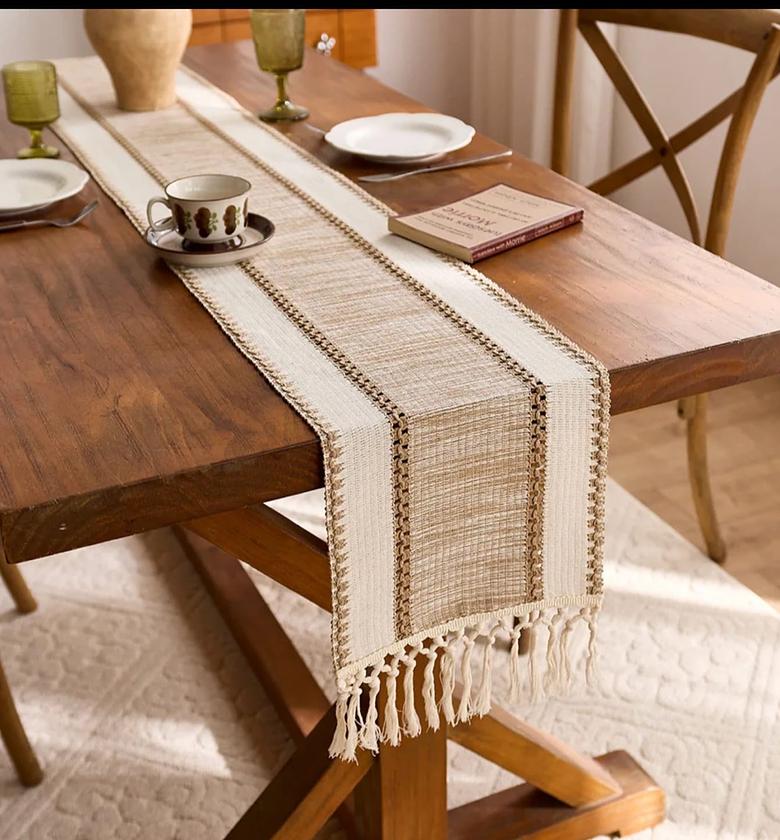 Elegant cotton table runner set 1pcs image