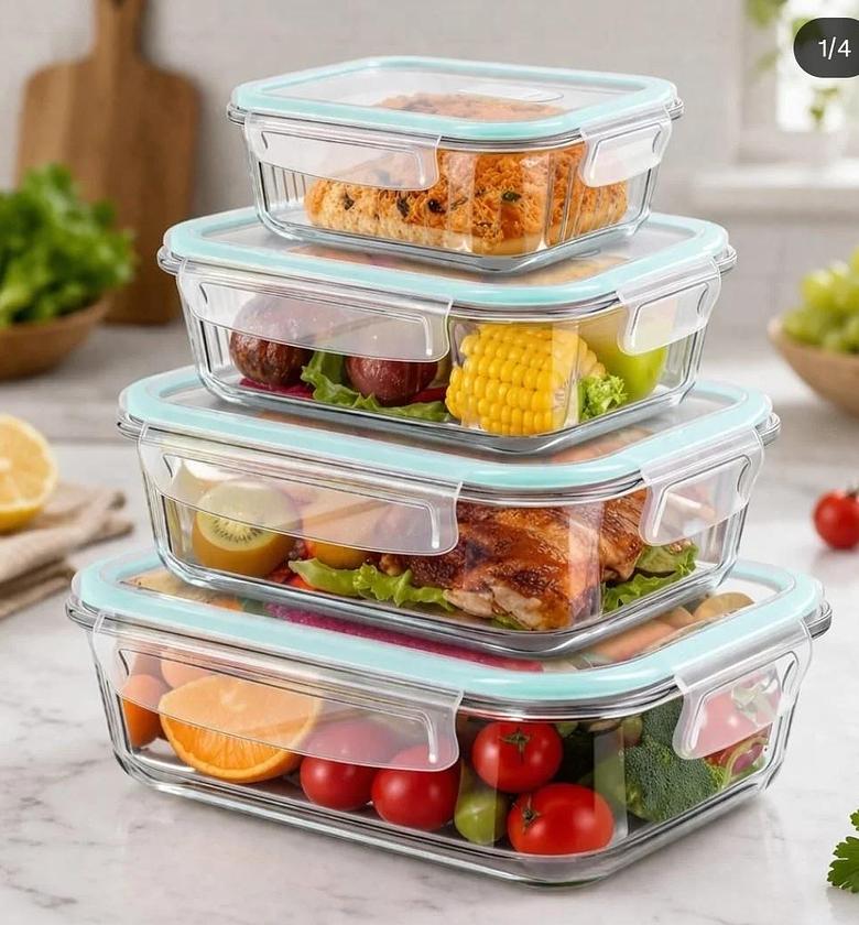 4 pcs glass food container set image