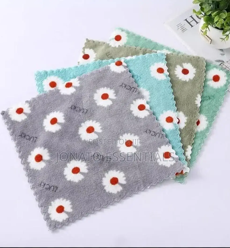 5pc Coral Fleece Square Absorbent Cloth or Towel image