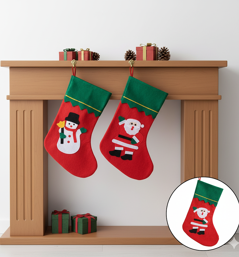Festive Santa Snowman Christmas Stockings Red Green Kenya image
