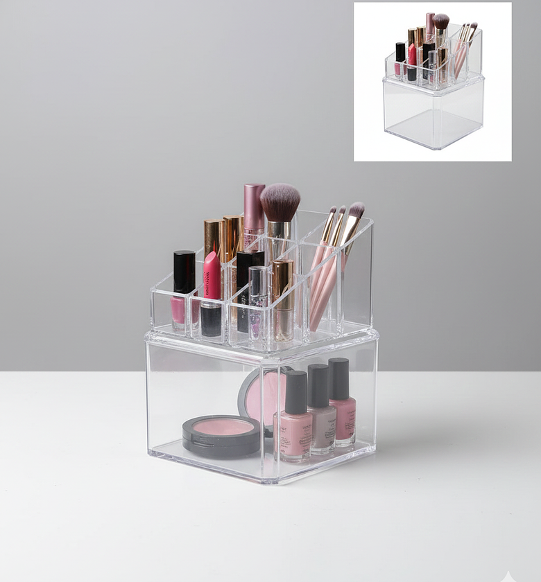 9 Grid 2 Layer Acrylic Cosmetics Organizer image