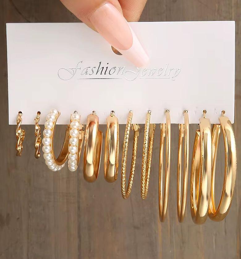 The Deluxe Gold-Tone Hoop & Texture Earring Collection image