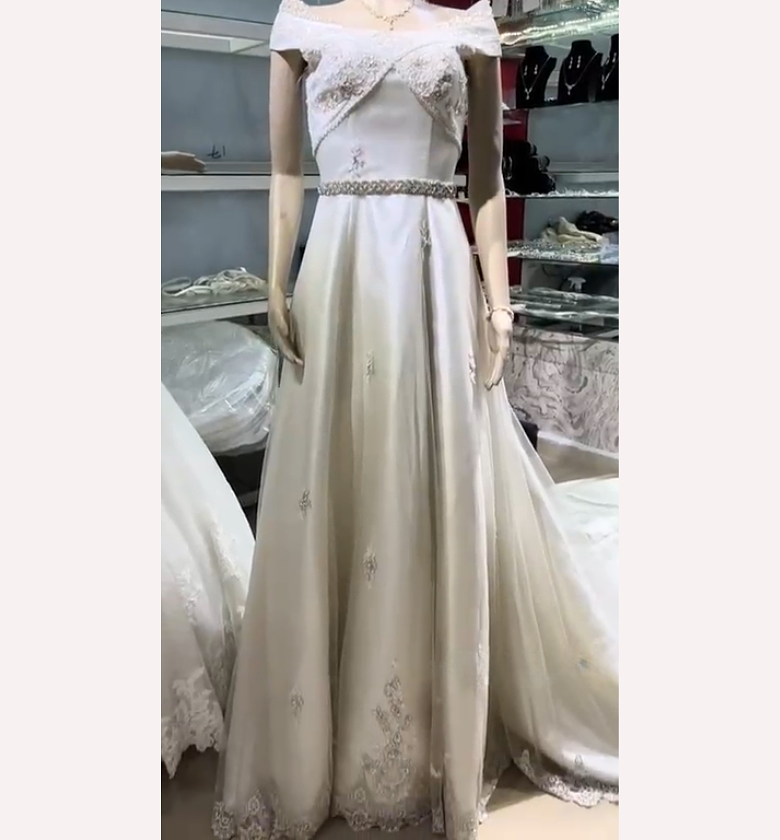 The Crystal Whisper Off-Shoulder Wedding Gown - FOR HIRE image