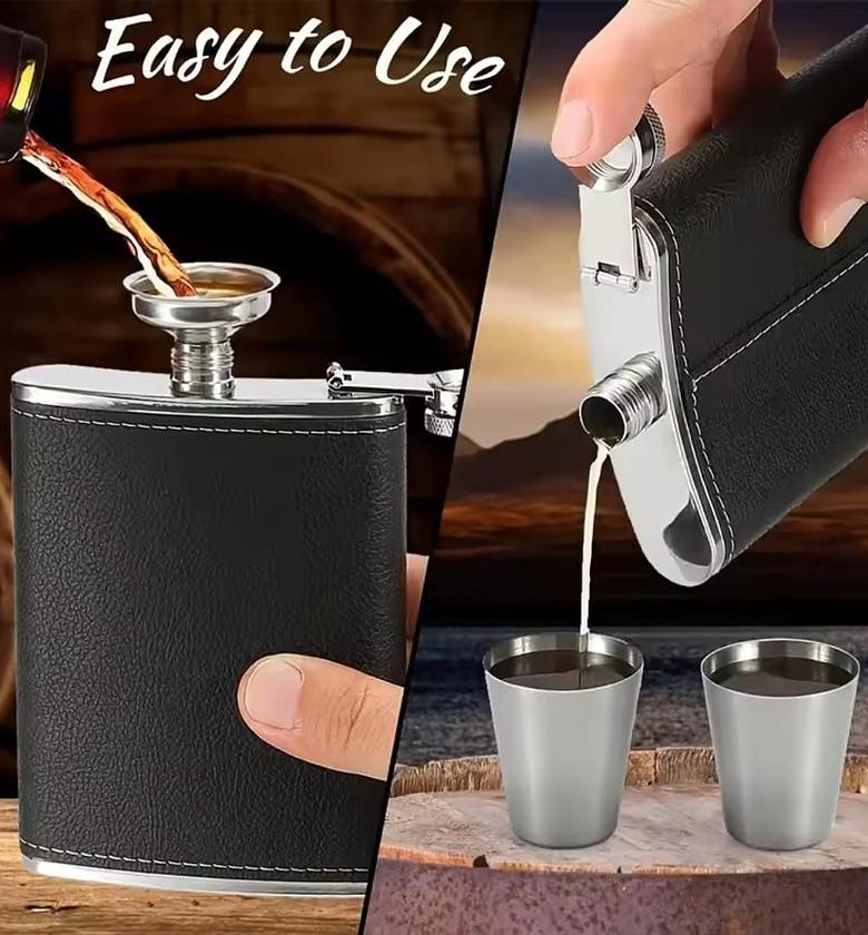 Portable hip flask/whisky bottle  set   image