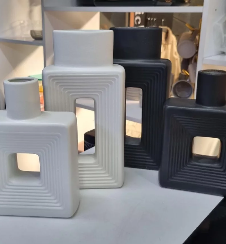 Modern Geometric Resin Decorative Vase Duo image