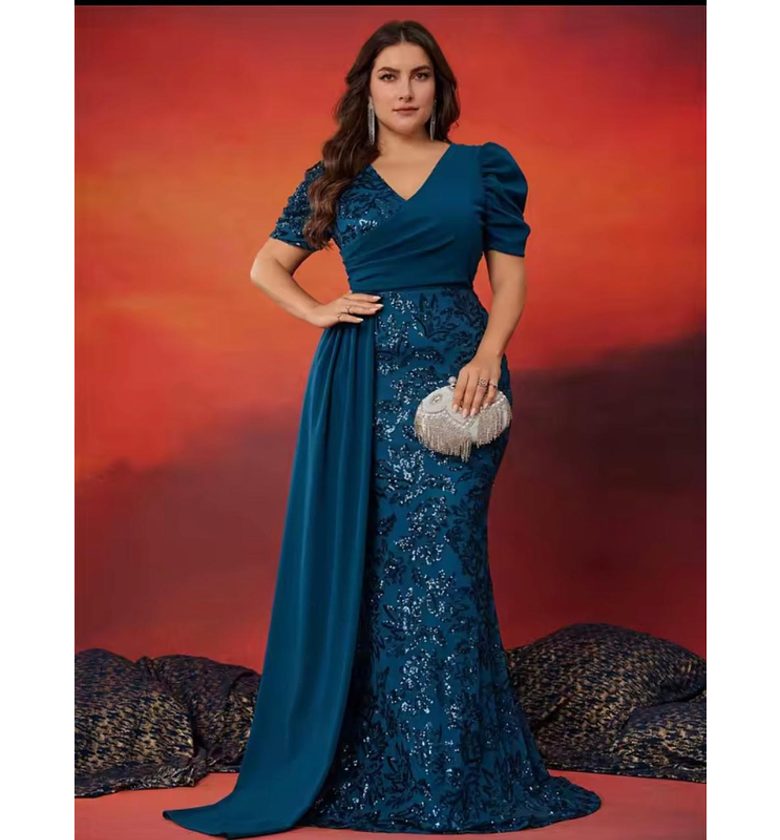 Gilded Elegance Sequin Overlay Gown image