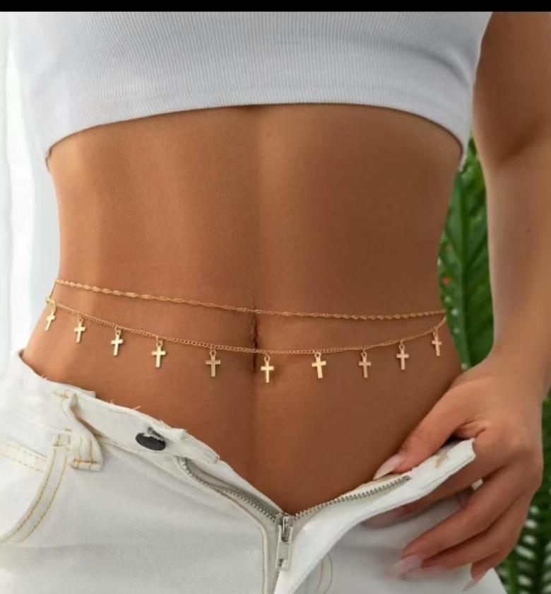 Golden Cross Charm Waist Chain image