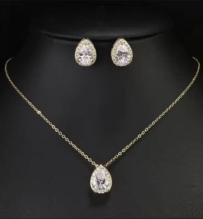 Teardrop cubic zirconia jewelry set image