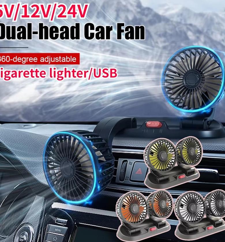 Dual-Head 360° Adjustable Car Cooling Fan - Powerful 12V/24V Nairobi image